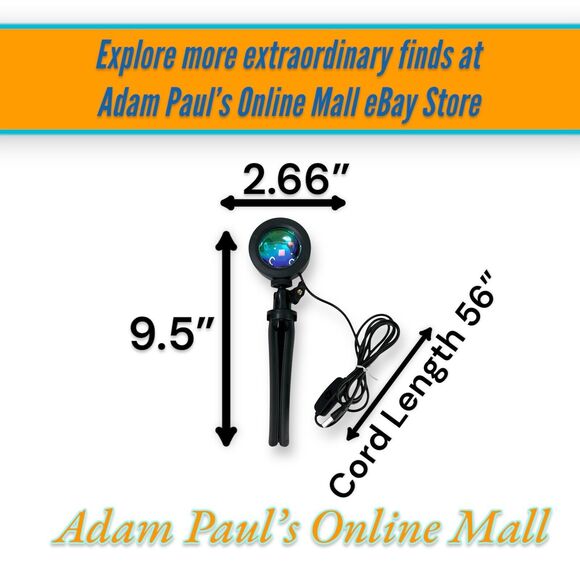 Sunset Projection Lamp 360 Degree Swivel Tripod Selfie Atmosphere Mood Light USB - Picture 9 of 13